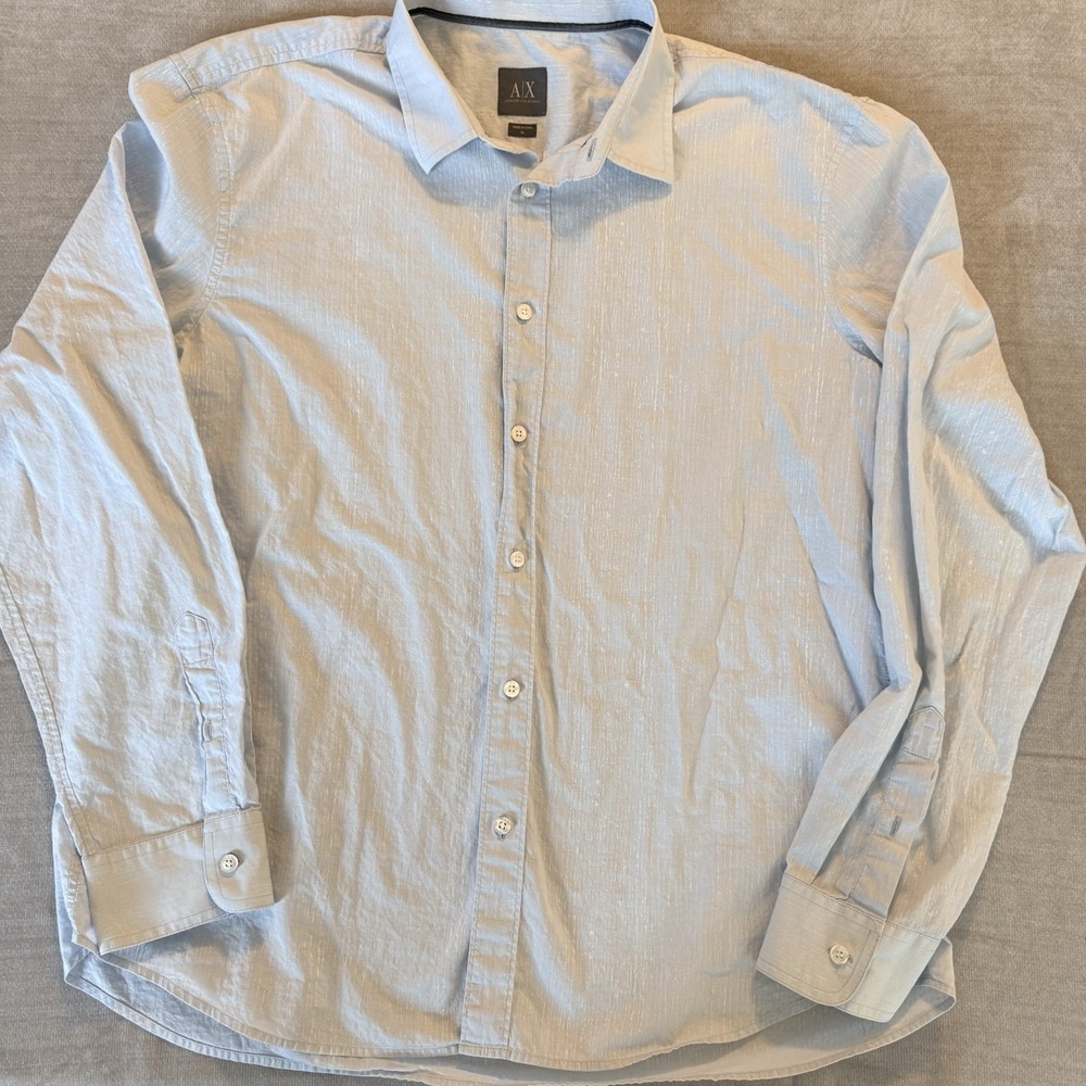 Armani Exchange AX Mens XL Blue Button Up Shirt Long Sleeve Casual Dress